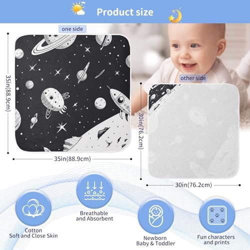 Space Themed Baby Hooded Towel 35x35 Inch