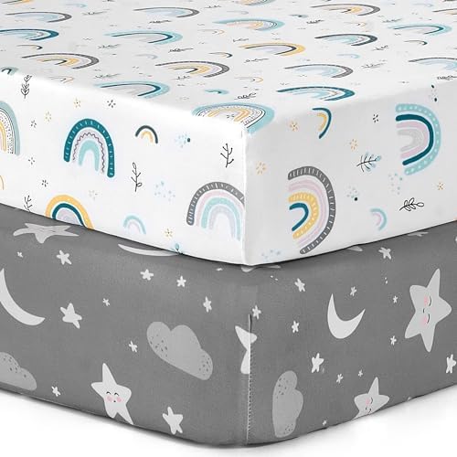BROLEX Rainbow Stars Crib Sheets Set of 2 1