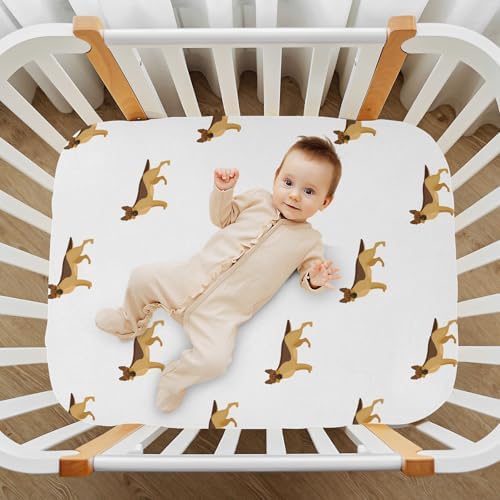 KICPOAY Shepherd Cartoon Dog Crib Sheet 52x28in