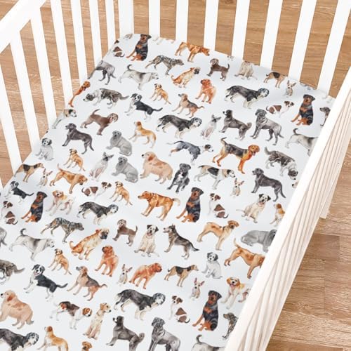 KASTLEE Watercolor Dogs Crib Sheet 52x28