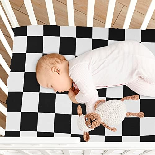 Emelivor 52x28IN Plaid Crib Sheets Set for Boys Girls