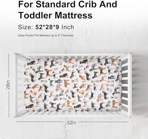 KASTLEE Watercolor Dogs Crib Sheet 52x28