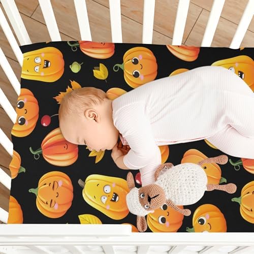 Qilmy Halloween Pumpkins Crib Sheet for Baby