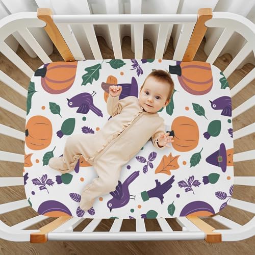 Qilmy Halloween Pumpkins Fitted Crib Sheet for Kids 1
