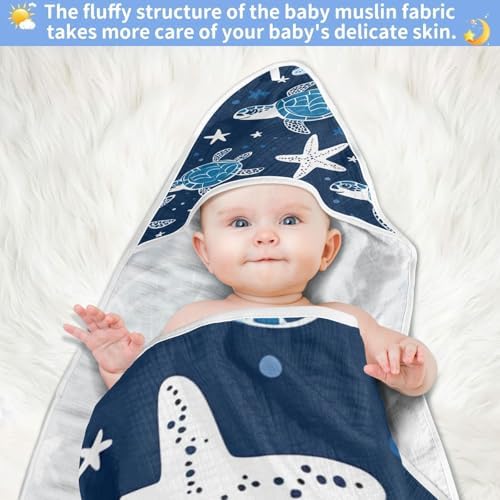BOESI Doodle Turtle Star Baby Bath Towel - 30x30in