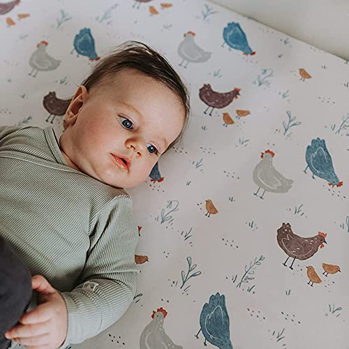 Crib Sheets Neutral - 2 Pack Organic Cotton Blend Farm Animals