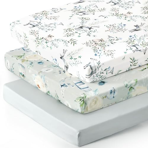 GRSSDER Stretchy Ultra Soft Crib Sheets 3-Pack