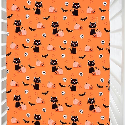 Cloele Halloween Pumpkin Crib Sheet - Orange Standard Crib and Toddler Mattress Sheet