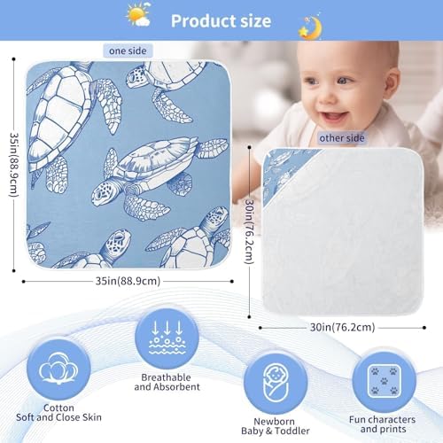 PaChyLuu Sea Turtle Baby Hooded Towel 35x35 Inch