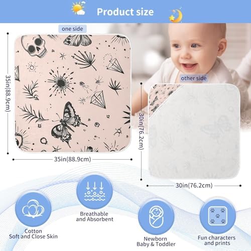 BOESI Graffiti Butterfly Skull Baby Bath Towel 30x30 inches
