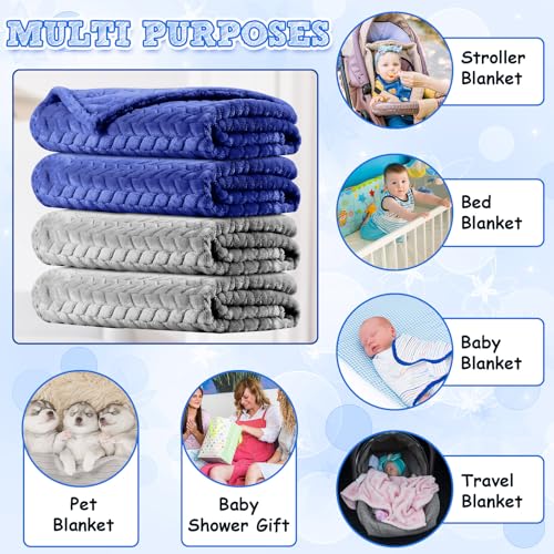 Chumia 4 Pcs Flannel Baby Blanket Set