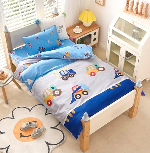 J-pinno Cars Duvet Cover Pillowcase Set for Kids