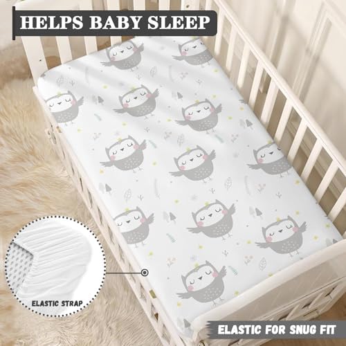 Cute Owl Fitted Crib Sheet for Boys Girls