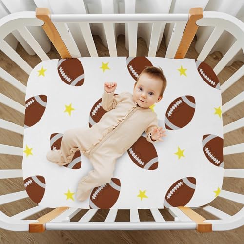 KICPOAY Rugby Balls Stars Crib Sheets Set