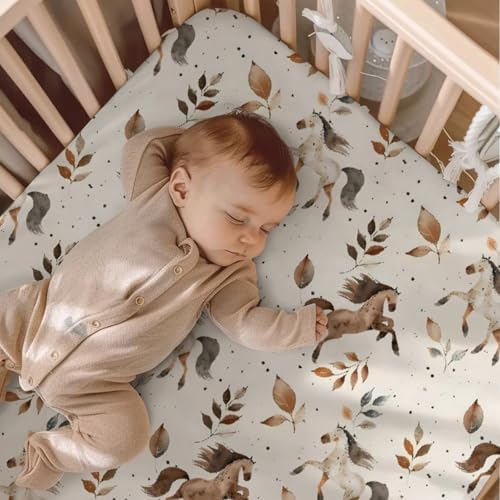 KuphiL10C Farm Animals Horse Baby Crib Sheet 28x52
