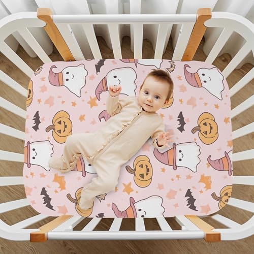 Qilmy Cute Ghosts Fitted Crib Sheet for Babies 28 x 52 in