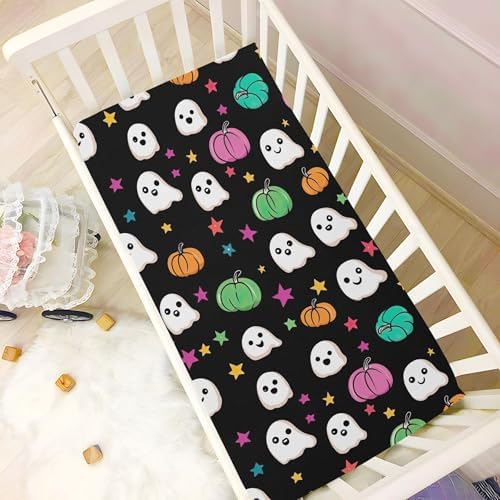 Qilmy Cute Ghost Pattern Fitted Crib Sheet for Baby