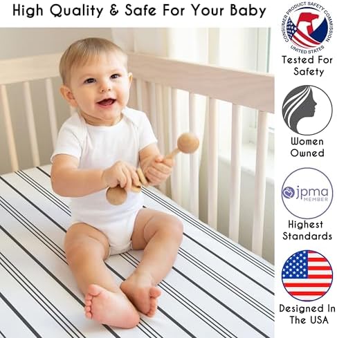 Sweet Jojo Designs Fitted Crib Sheet Grey White Striped