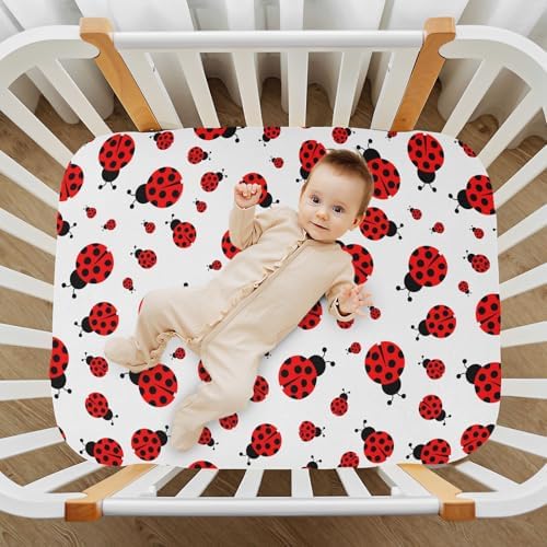 ALAZA Cute Red Ladybug Crib Sheet for Baby