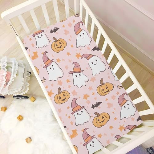 Qilmy Cute Ghosts Fitted Crib Sheet for Babies 28 x 52 in