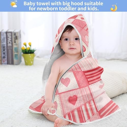 BOESI Doodle Squares Hearts Baby Bath Towel 35x35in