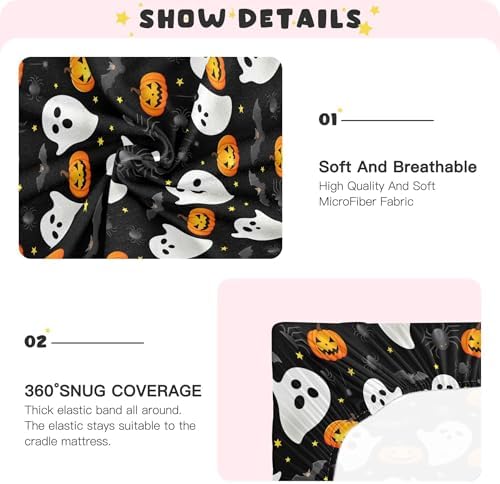 Qilmy Halloween Ghosts Fitted Crib Sheet Soft Breathable 1