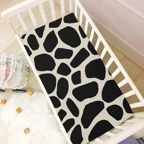 KICPOAY Black Giraffe Skin Fitted Crib Sheets Stretchy Playard Sheets for Baby