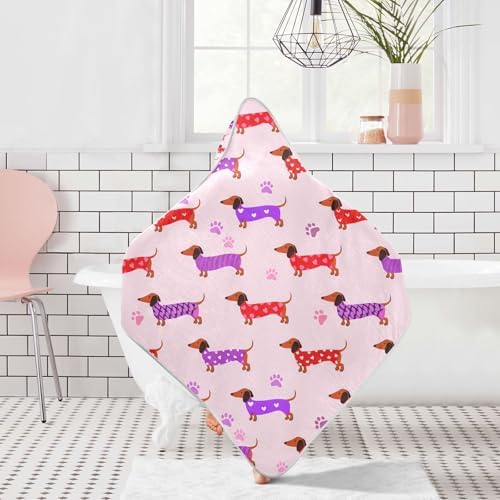 BOESI Doodle Dachshund Baby Bath Towel 35x35in