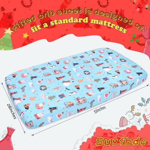 Soft Christmas Dogs Crib Sheet 52x28 Inches Microfiber