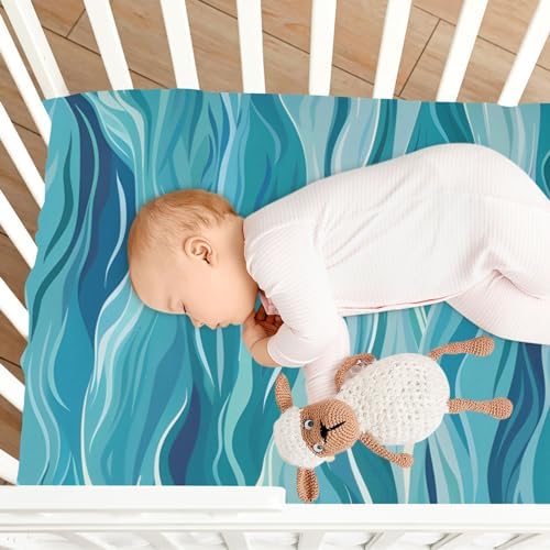 ALAZA Sea Wave Crib Sheets for Girls and Boys