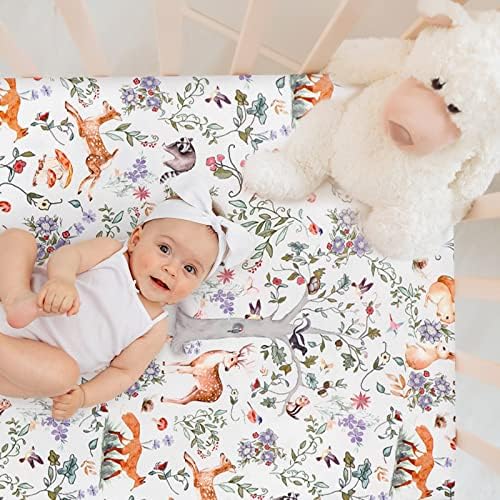 CARUILI Fitted Crib Sheets 2 Pack Woodland Animal Design