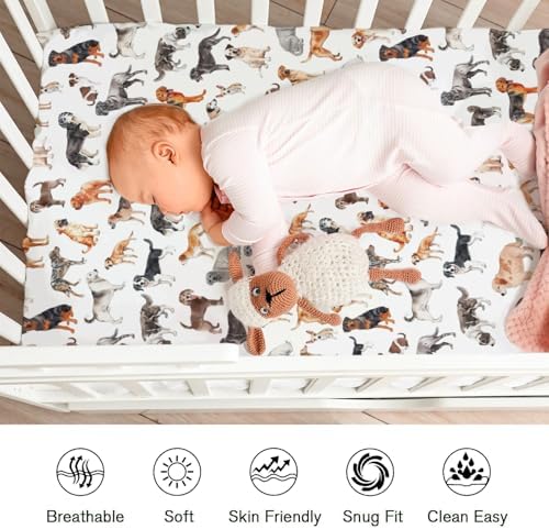 KASTLEE Watercolor Dogs Crib Sheet 52x28