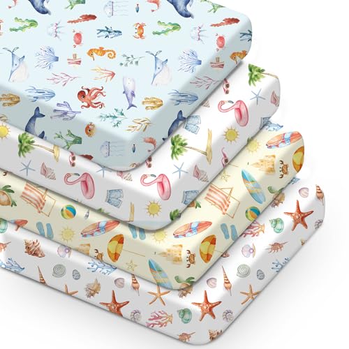 VitalCozy 4 Pcs Hawaiian Crib Sheets Set for Boys Girls