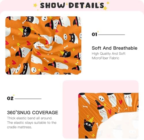 Qilmy Halloween Ghosts Fitted Crib Sheet for Boys and Girls 1
