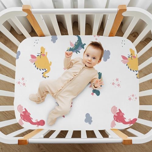 Flying Dragons Cartoon Crib Sheets Stretchy Playard Sheets for Baby