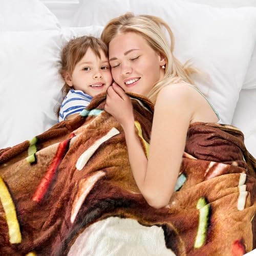 Bnuitland Brown Donut Blanket 300GSM Double-Sided Soft Flannel Throw Blanket