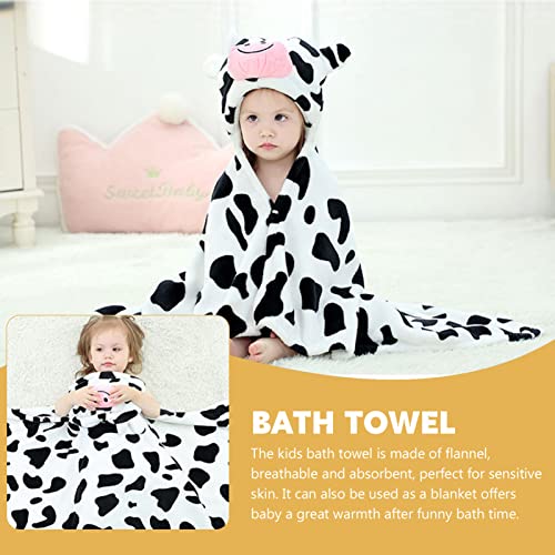 Toyvian Flannel Cartoon Print Baby Hooded Towel