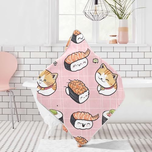 PaChyLuu Sushi and Cats Hooded Towel for Babies
