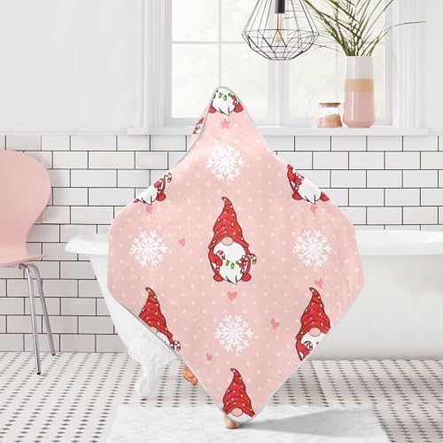 Cute Christmas Gnomes Baby Hooded Towel 35x35 Inch