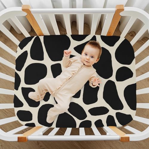 KICPOAY Black Giraffe Skin Fitted Crib Sheets Stretchy Playard Sheets for Baby