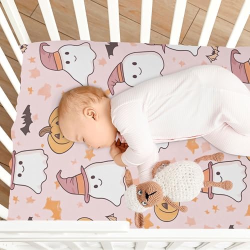 Qilmy Cute Ghosts Fitted Crib Sheet for Babies 28 x 52 in