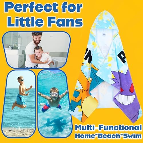 Pokemon Hooded Towel for Kids 6-14 Years