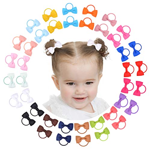 Jollybows 40pcs 4 Inches Baby Girls Headbands with 40pcs 2 Inches Hair Bows