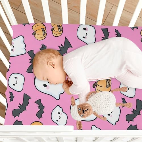 Qilmy Cute Ghosts Crib Sheet for Baby Soft Breathable