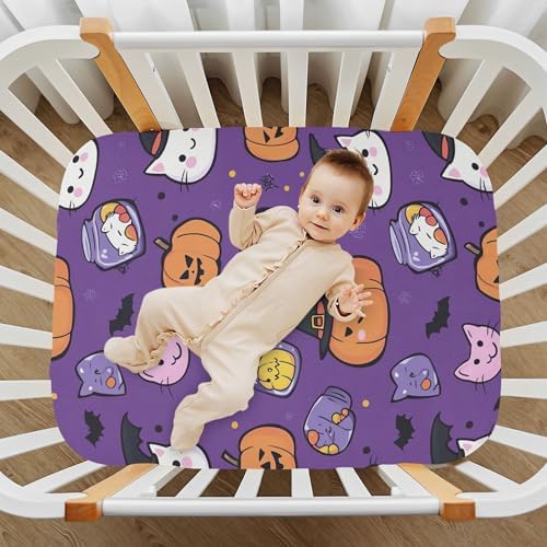 Qilmy Kawaii Pumpkins Fitted Crib Sheet for Baby