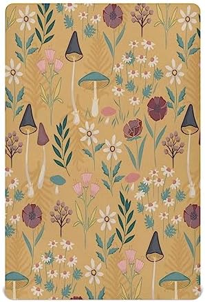 FUGIDOG Mushroom Crib Sheet Soft Breathable Unisex