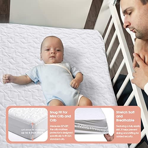 Baby Waterproof Crib Mattress Pad Sheets - 2-Pack Quilted Toddler Protector