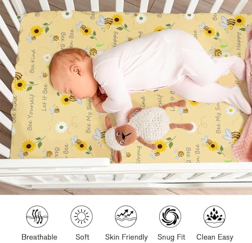 Sweet Bees Honey Sunflowers Daisy Fitted Crib Sheet 52x28