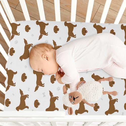 KICPOAY Golden Retriever Crib Sheets Stretchy Playard Sheets for Baby Toddler