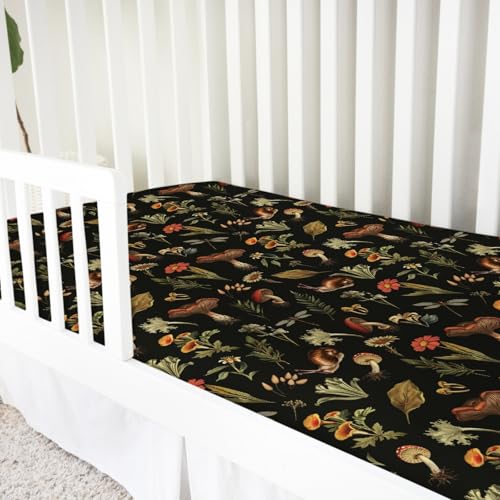 Vintage Mushroom Forest Crib Sheet 52x28